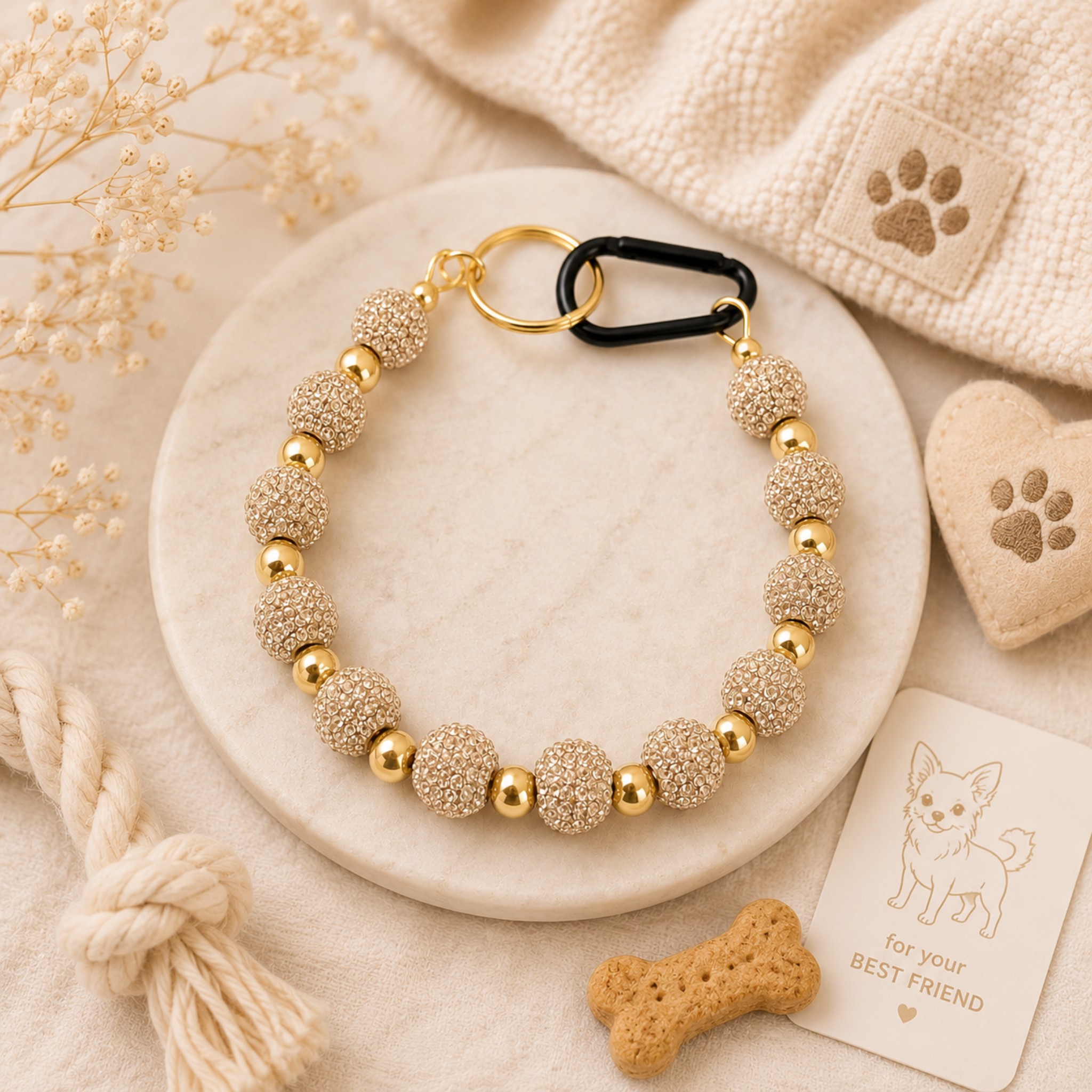 Collana per Cani "Sparkling Pearl" – Perle e Brillantini 8mm